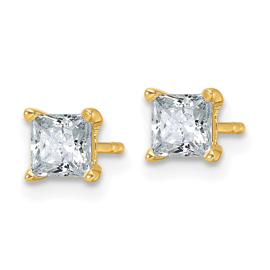 14k 1 carat Lab Grown Diamond VS/SI+ G+ Princess Complete Four Prong Stud Earrings