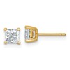 14k 1 carat Lab Grown Diamond VS+ F+ Princess Complete Four Prong Stud Earrings