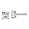 14k White Gold 1 1/2 carat Lab Grown Diamond VS+ F+ Princess Complete Four Prong Stud Earrings