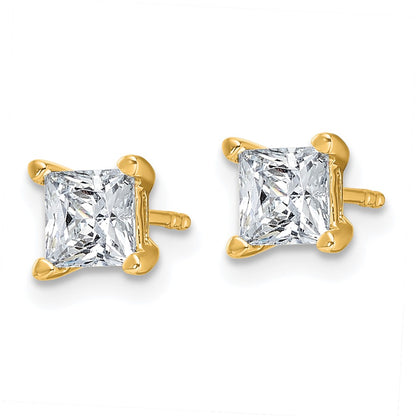 14k 1 1/2 carat Lab Grown Diamond VS/SI+ G+ Princess Complete Four Prong Stud Earrings