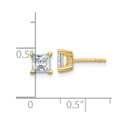 14k 1 1/2 carat Lab Grown Diamond VS/SI+ G+ Princess Complete Four Prong Stud Earrings