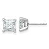 14k White Gold 2 carat Lab Grown Diamond VS+ F+ Princess Complete Four Prong Stud Earrings