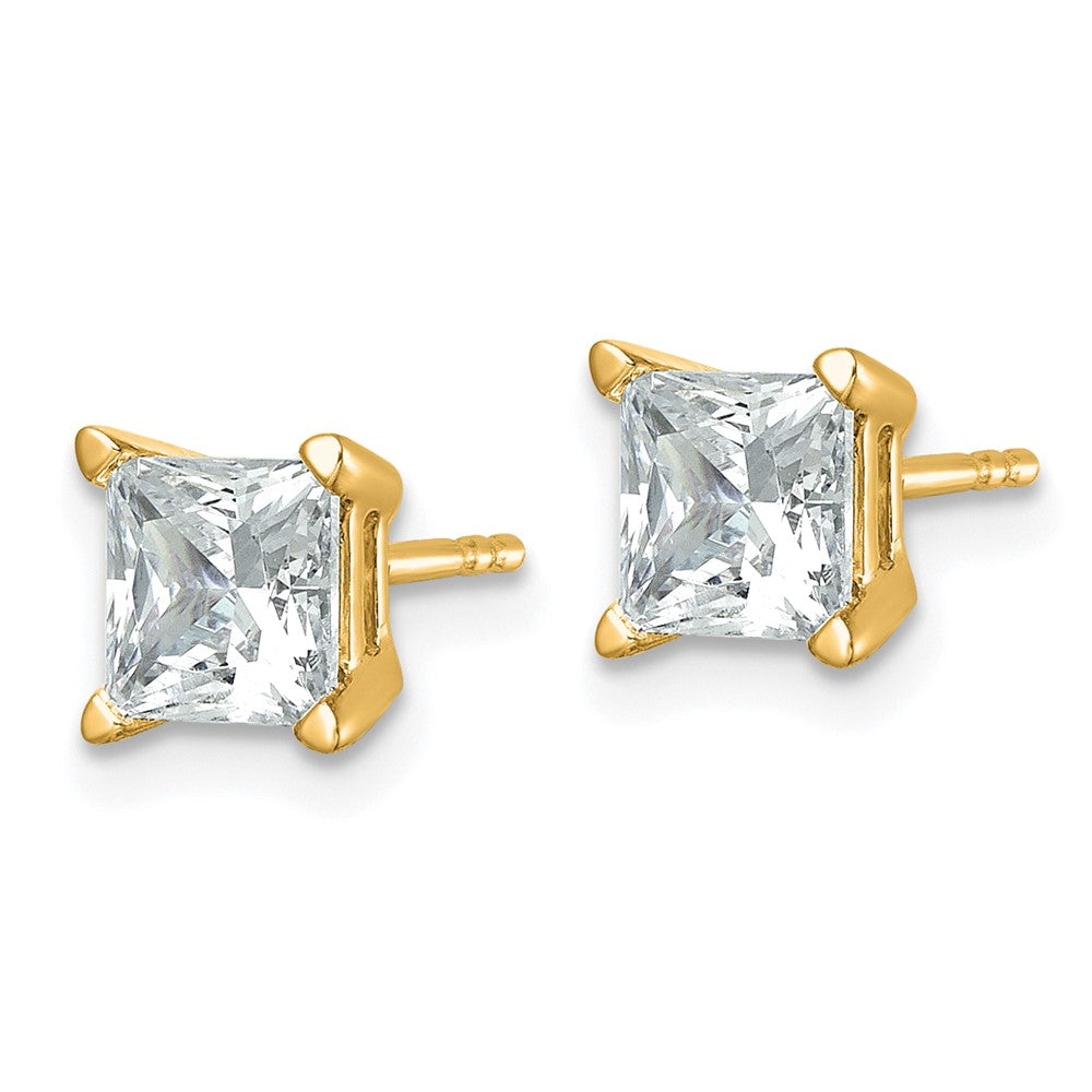 14k 2 carat Lab Grown Diamond VS+ F+ Princess Complete Four Prong Stud Earrings