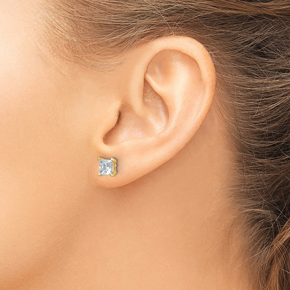 14k 2 carat Lab Grown Diamond VS/SI+ G+ Princess Complete Four Prong Stud Earrings
