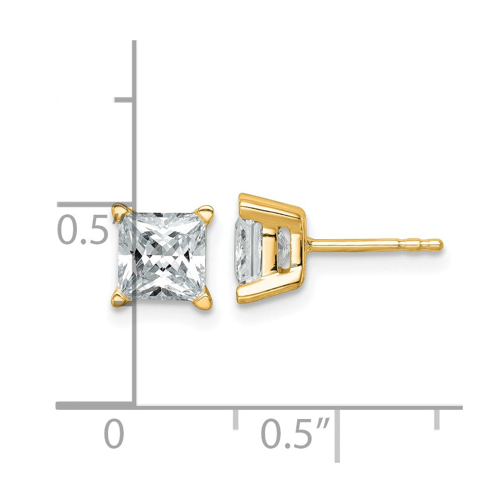 14k 2 carat Lab Grown Diamond VS+ F+ Princess Complete Four Prong Stud Earrings