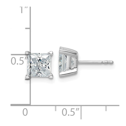 14k White Gold 3 carat Lab Grown Diamond VS/SI+ G+ Princess Complete Four Prong Stud Earrings