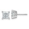 14k White Gold 3 carat Lab Grown Diamond VS+ F+ Princess Complete Four Prong Stud Earrings
