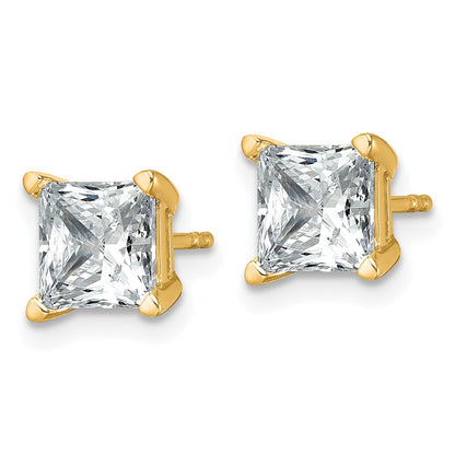 14k 3 carat Lab Grown Diamond VS/SI+ G+ Princess Complete Four Prong Stud Earrings