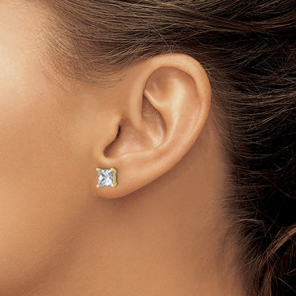 14k 3 carat Lab Grown Diamond VS/SI+ G+ Princess Complete Four Prong Stud Earrings