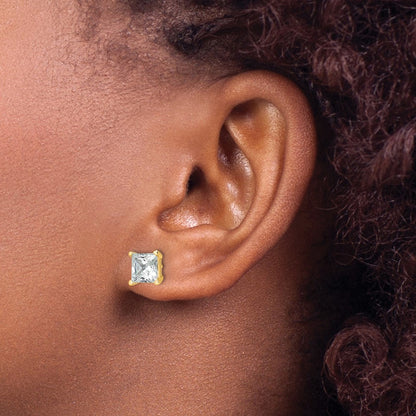 14k 4 carat Lab Grown Diamond VS/SI+ G+ Princess Complete Four Prong Stud Earrings