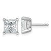 14k White Gold 5 carat Lab Grown Diamond VS+ F+ Princess Complete Four Prong Stud Earrings