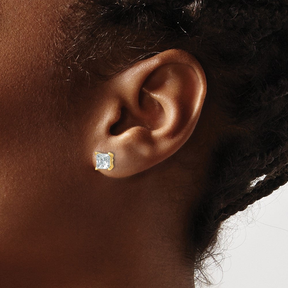 14k 2 carat Certified Lab Grown Diamond VS+ F+ Princess Complete Four Prong Stud Earrings