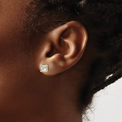 14k 2 carat Certified Lab Grown Diamond VS+ F+ Princess Complete Four Prong Stud Earrings