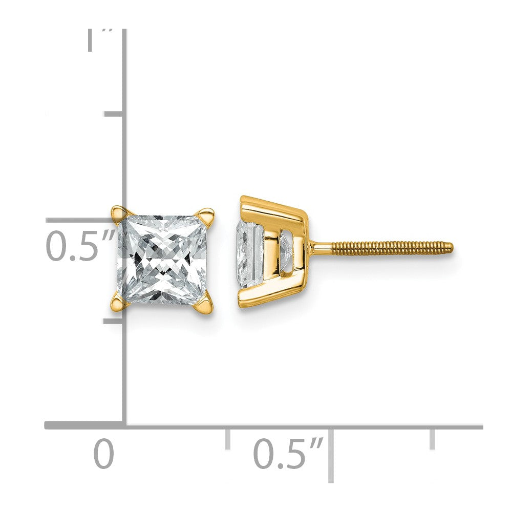14k 2 carat Certified Lab Grown Diamond VS+ F+ Princess Complete Four Prong Stud Earrings