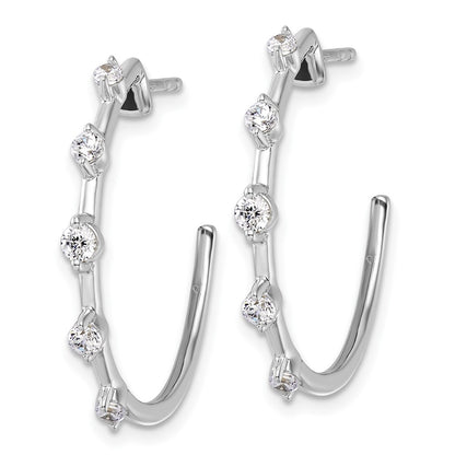 14k White Gold 3/8 carat Lab Grown Diamond VS/SI+ G+ Complete C-Hoop Post Earrings