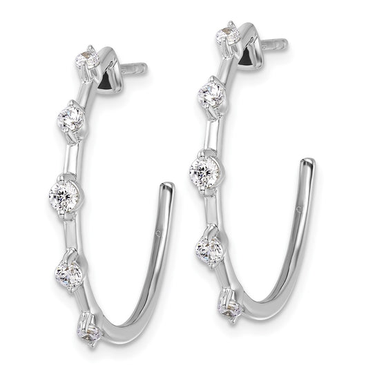 14k White Gold 3/8 carat Lab Grown Diamond VS/SI+ G+ Complete C-Hoop Post Earrings