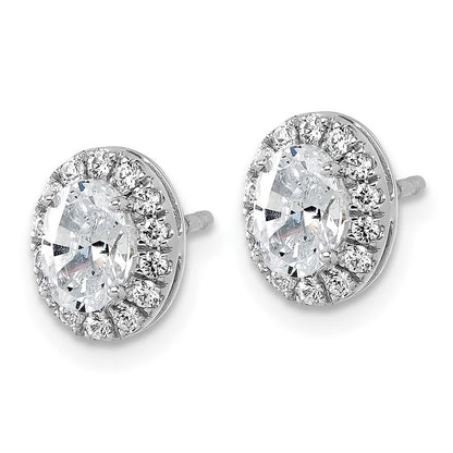 14k White Gold 1/4 carat Lab Grown Diamond VS/SI+ G+ Semi-Mount Oval Halo Earrings