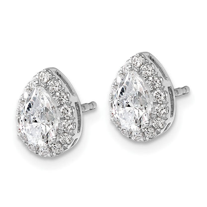 14k White Gold 1/4 carat Lab Grown Diamond VS/SI+ G+ Semi-Mount Pear Halo Earrings