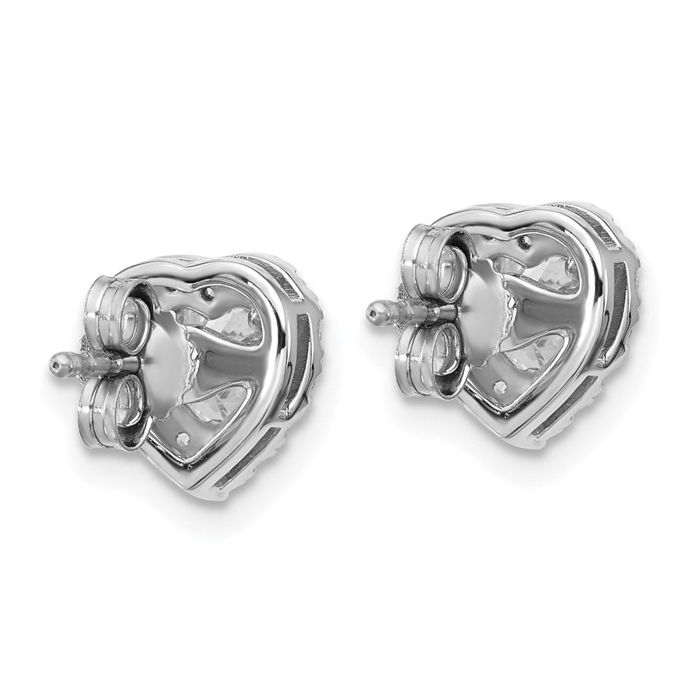 14k White Gold 1/4 carat Lab Grown Diamond VS/SI+ G+ 1/2 Center Semi Mount Halo Heart Post Earrings