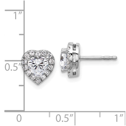 14k White Gold 1/4 carat Lab Grown Diamond VS/SI+ G+ 1/2 Center Semi Mount Halo Heart Post Earrings