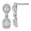 14k White Gold 1 carat Lab Grown Diamond VS/SI+ G+ Complete Two Stone Dangle Halo Post Earrings