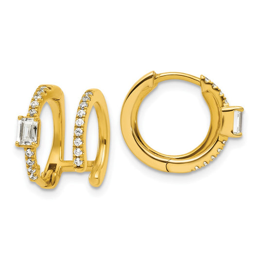 True Origin 14K Yellow Gold 5/8 carat Lab Grown Diamond VS+ F+ Hinged Hoop Complete Earrings