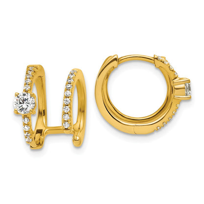 True Origin 14K Yellow Gold 5/8 carat Lab Grown Diamond VS+ F+ Hinged Hoop Complete Earrings