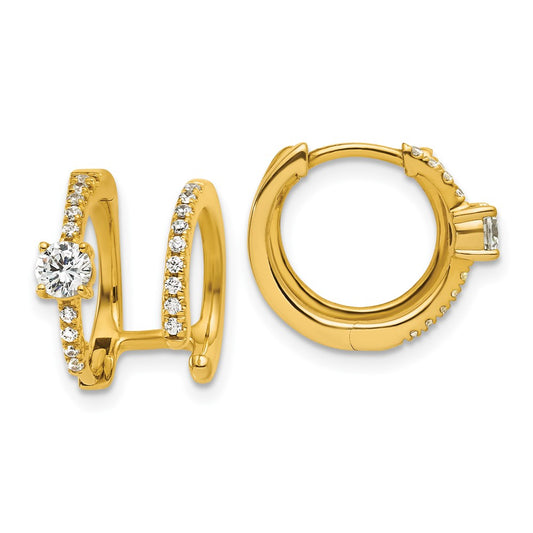 True Origin 14K Yellow Gold 5/8 carat Lab Grown Diamond VS+ F+ Hinged Hoop Complete Earrings