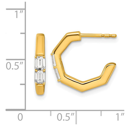 True Origin 14K Yellow Gold 1/2 carat Lab Grown Diamond VS+ F+ C-Hoop Post Complete Earrings