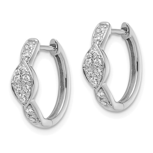 True Origin 14k White Gold 1/3 carat Lab Grown Diamond VS DEF Hinged Hoop Earrings