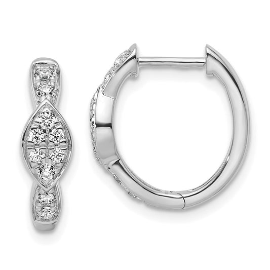True Origin 14k White Gold 1/3 carat Lab Grown Diamond VS DEF Hinged Hoop Earrings