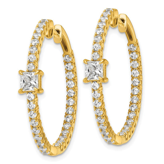 True Origin 14K Yellow Gold 3 1/8 carat Lab Grown Diamond VS+ F+ Complet In and Out Hoop Earrings