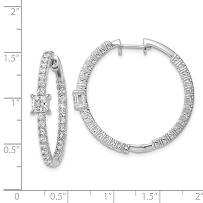 True Origin 14K White Gold 3 1/8 carat Lab Grown Diamond VS+ F+ Complet In and Out Hoop Earrings