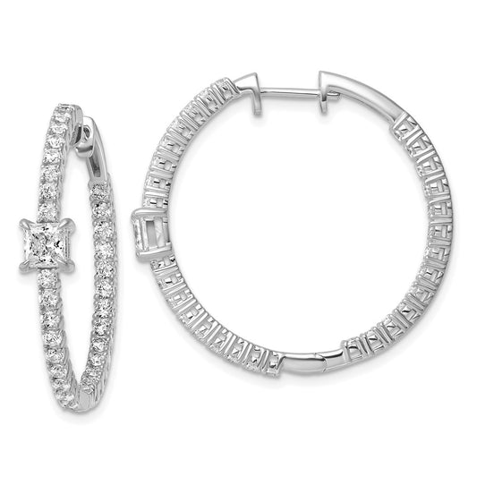 True Origin 14K White Gold 3 1/8 carat Lab Grown Diamond VS+ F+ Complet In and Out Hoop Earrings