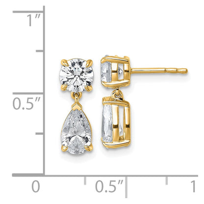 True Origin 14K Yellow Gold 2 7/8 carat Lab Grown Diamond VS+ F+ Complete Post Dangle Earrings