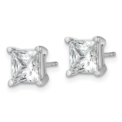 True Origin 14K White Gold 5 carat Lab Grown Diamond VS+ F+ Princess Four Prong Heavy Weight Complete Stud Earrings
