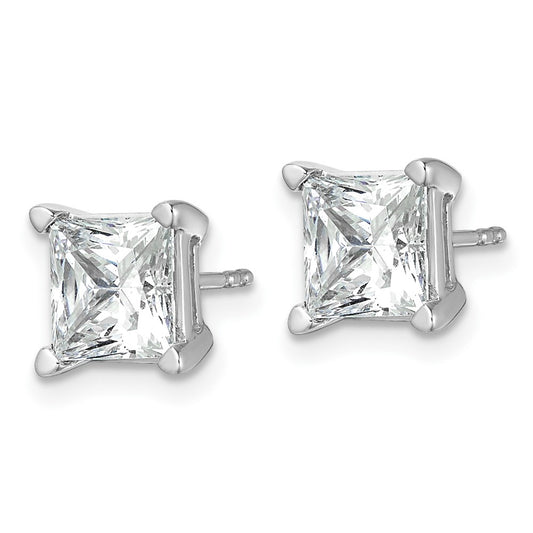 True Origin 14K White Gold 5 carat Lab Grown Diamond VS+ F+ Princess Four Prong Heavy Weight Complete Stud Earrings
