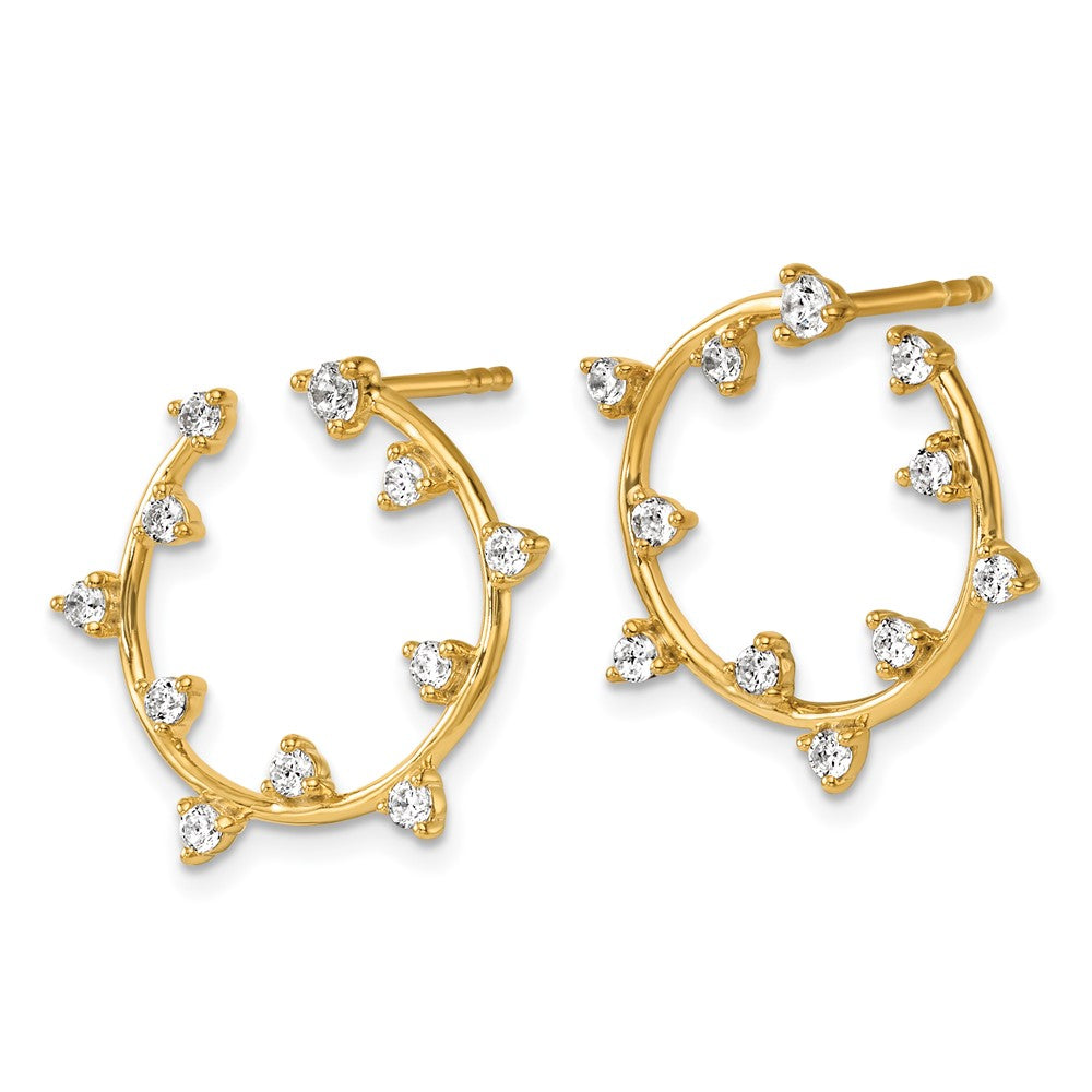 True Origin 14K Yellow Gold 1/2 carat Lab Grown Diamond VS+ F+ Circular Post Complete Earrings