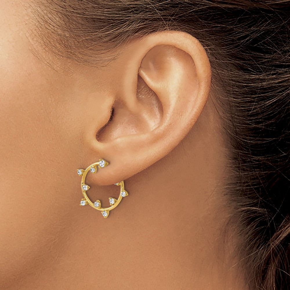 True Origin 14K Yellow Gold 1/2 carat Lab Grown Diamond VS+ F+ Circular Post Complete Earrings