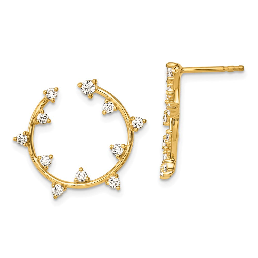 True Origin 14K Yellow Gold 1/2 carat Lab Grown Diamond VS+ F+ Circular Post Complete Earrings