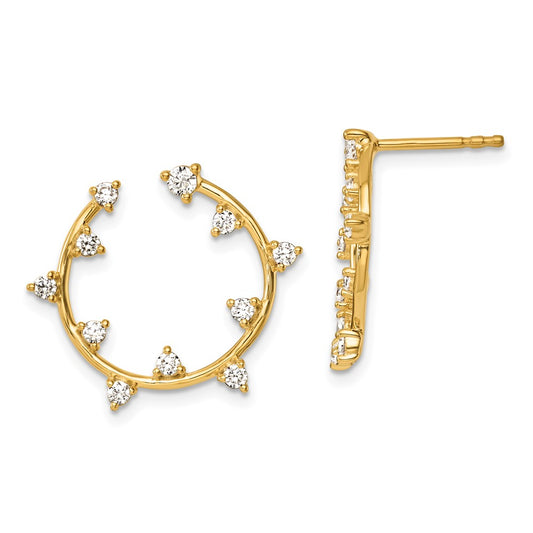 True Origin 14K Yellow Gold 1/2 carat Lab Grown Diamond VS+ F+ Circular Post Complete Earrings