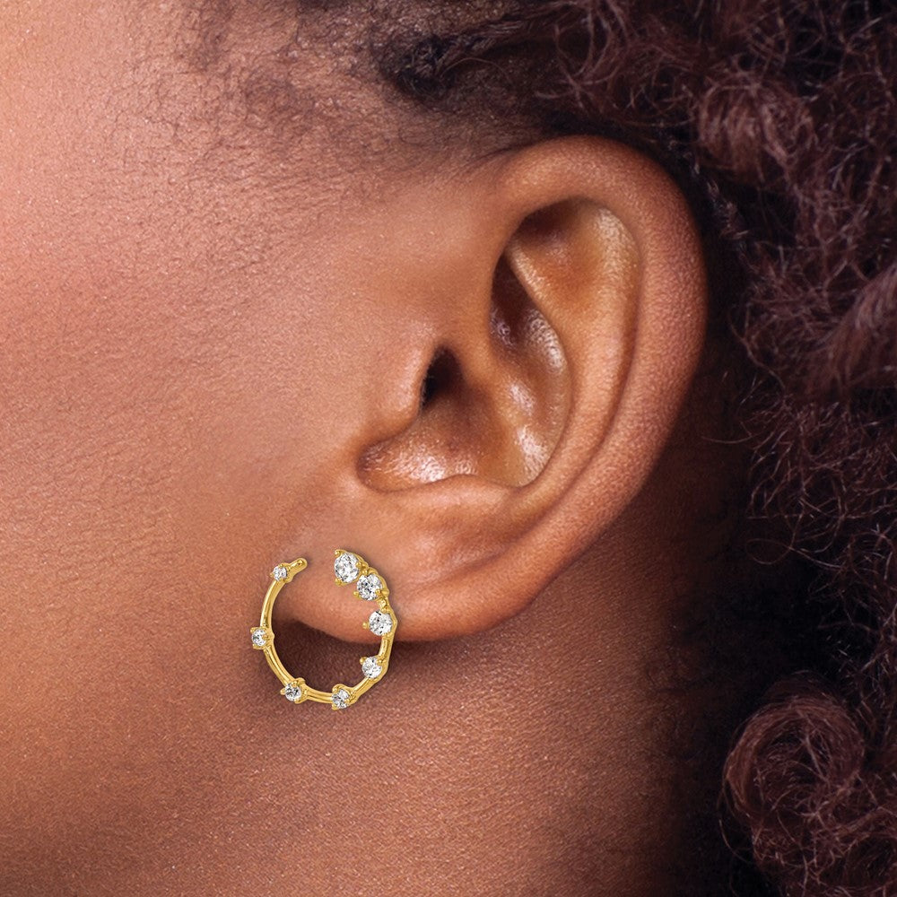 True Origin 14K Yellow Gold 5/8 carat Lab Grown Diamond VS+ F+ Circular Post Complete Earrings