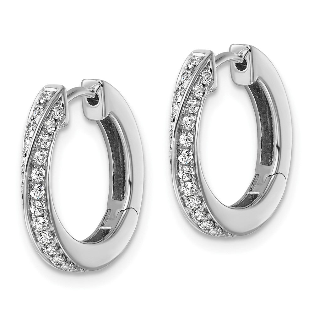 True Origin 14K White Gold 5/8 carat Lab Grown Diamond VS+ F+ Twisted Hinged Hoop Complete Earrings