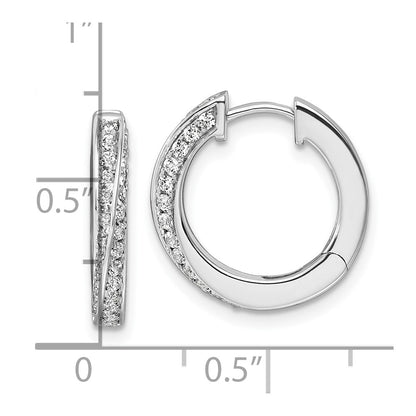True Origin 14K White Gold 5/8 carat Lab Grown Diamond VS+ F+ Twisted Hinged Hoop Complete Earrings