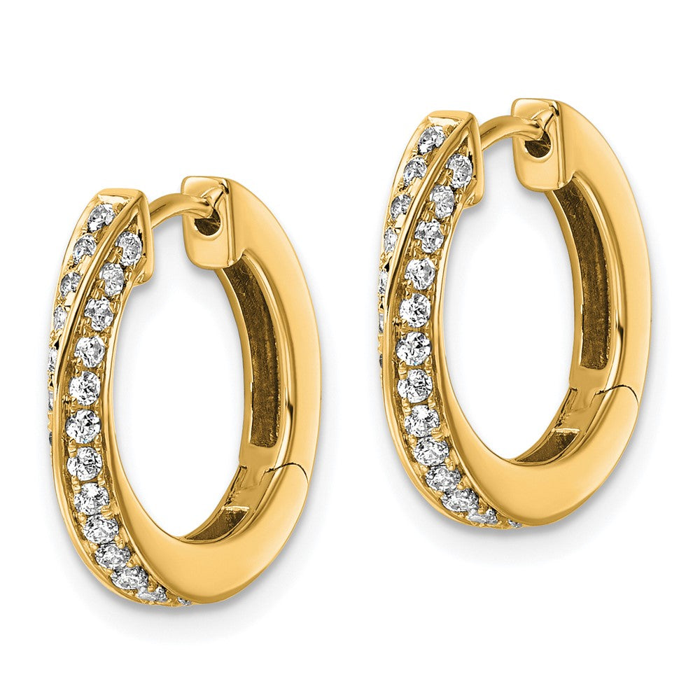True Origin 14K Yellow Gold 5/8 carat Lab Grown Diamond VS+ F+ Twisted Hinged Hoop Complete Earrings