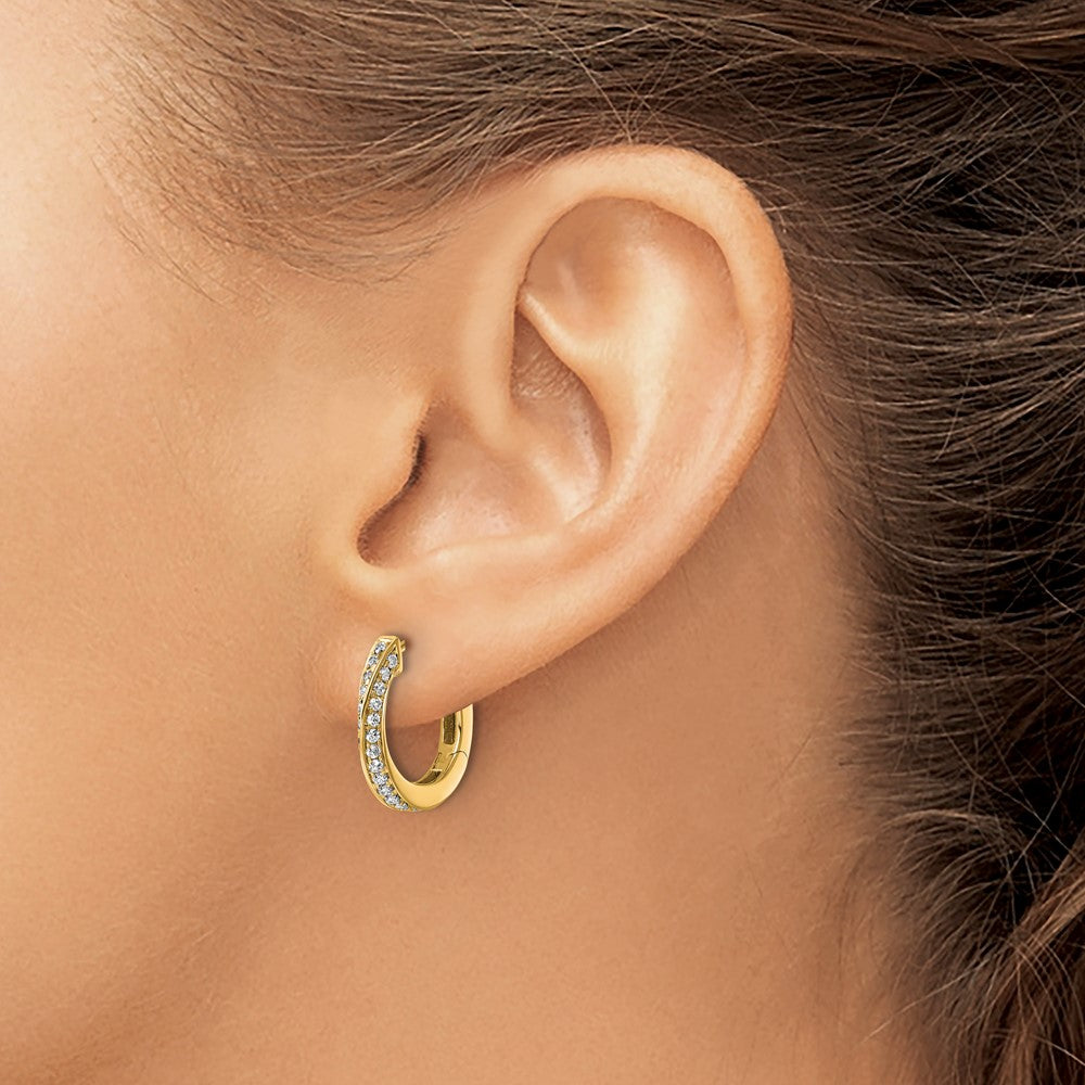 True Origin 14K Yellow Gold 5/8 carat Lab Grown Diamond VS+ F+ Twisted Hinged Hoop Complete Earrings