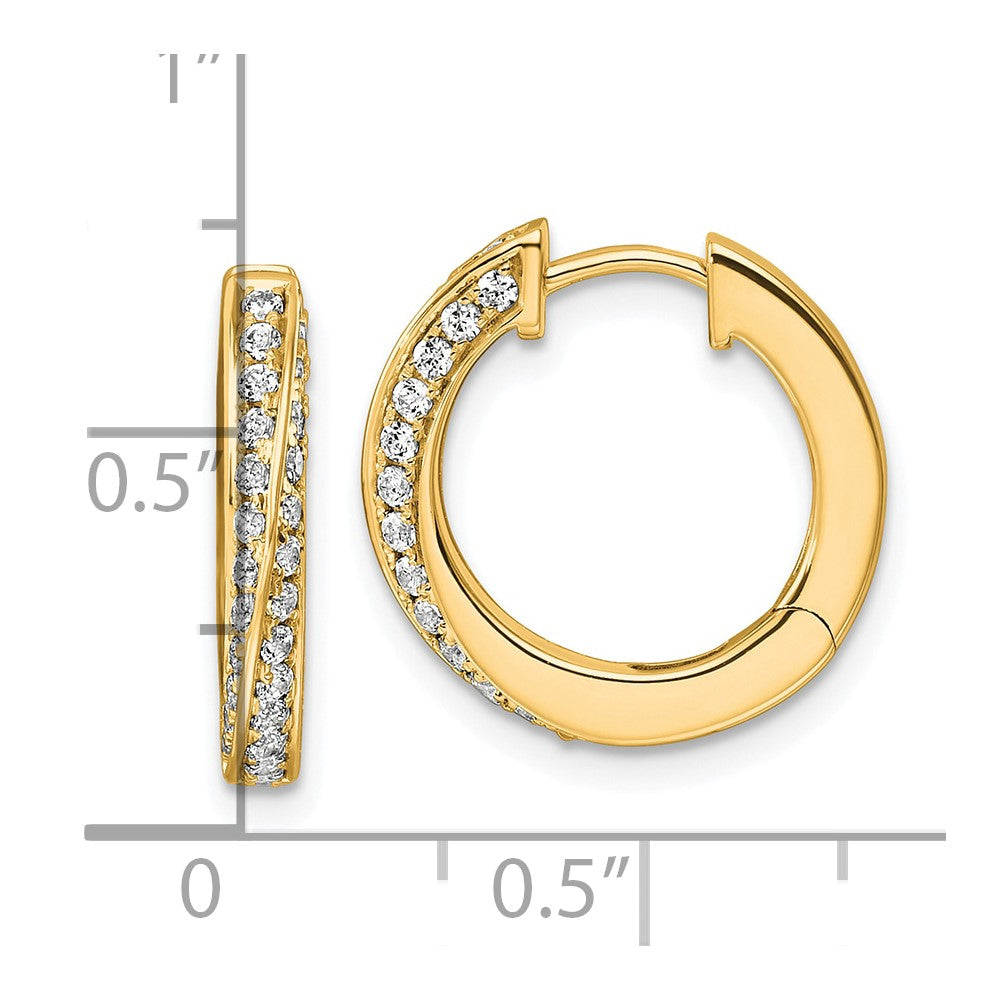 True Origin 14K Yellow Gold 5/8 carat Lab Grown Diamond VS+ F+ Twisted Hinged Hoop Complete Earrings