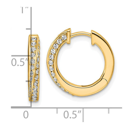 True Origin 14K Yellow Gold 5/8 carat Lab Grown Diamond VS+ F+ Twisted Hinged Hoop Complete Earrings