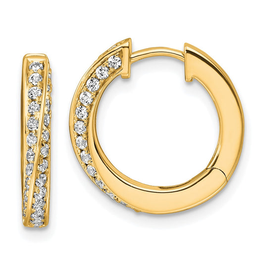 True Origin 14K Yellow Gold 5/8 carat Lab Grown Diamond VS+ F+ Twisted Hinged Hoop Complete Earrings