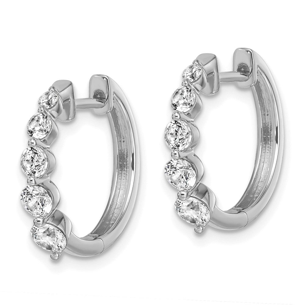 True Origin 14K White Gold 1 carat Lab Grown Diamond VS+ F+ Hinged Hoop Complete Earrings